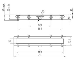 Душевой лоток Paini Klasik CH650KN2 монтаж к стене 65см хром глянец
